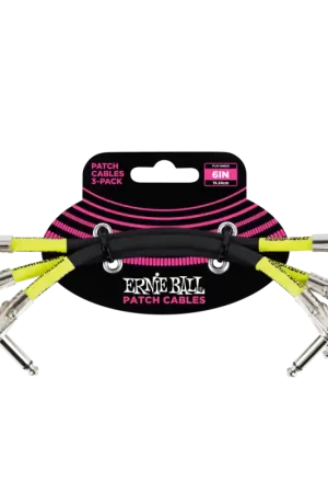 Offerta Lampo Ernie Ball Cavo Patch "Pancake" nero angolato/angolato (15 cm.) - pack da 3